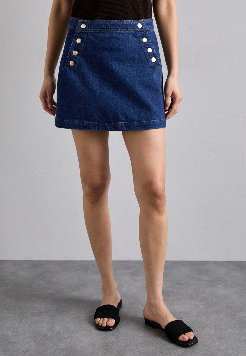 FRAME SAILOR SNAP SKIRT - Denimová sukně - celestine