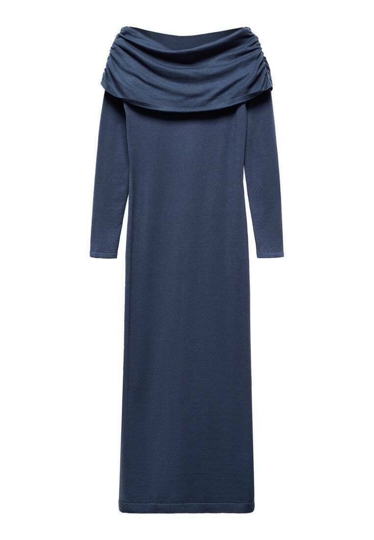 Mango Gebreide jurk donkerblauw