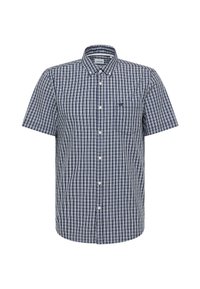 Koszula z krótkim rękawem, zapinana na guziki, w granatowo-białą kratkę. Posiada kieszeń na piersi i standardowy kołnierzyk. Wykonana z bawełny.