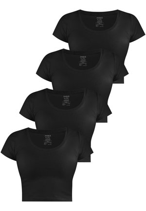 4 PACK CROP - Basic T-shirt - schwarz