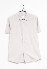 Camicia a maniche corte con bottoni, in un motivo a quadri rossi e bianchi, realizzata in un tessuto leggero, con colletto classico e orlo dritto.