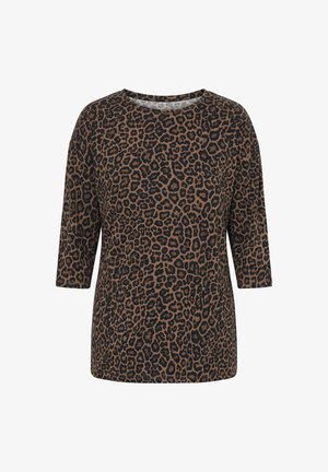 MIAMODA, T-SHIRT, BOXY FIT, LEOPARD PRINT, 3/4 SLEEVE - Langarmshirt - cinnamon brown