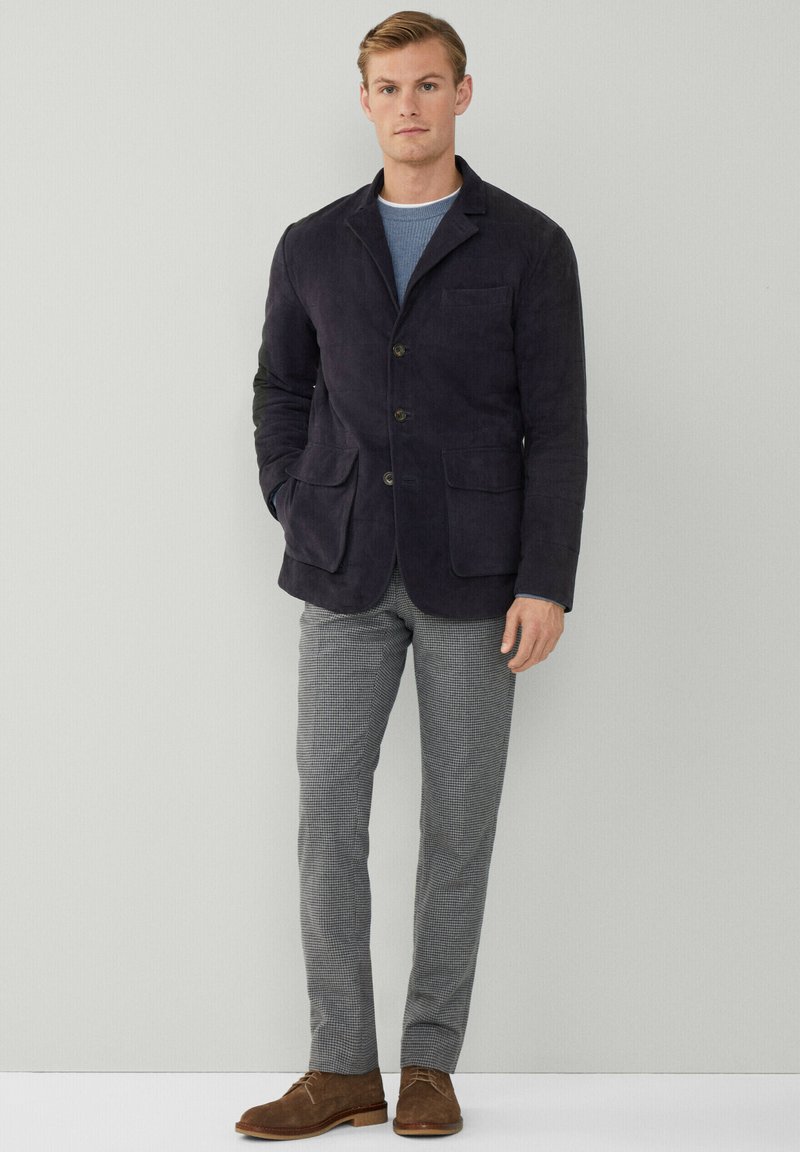Hackett London Leren jas blauw