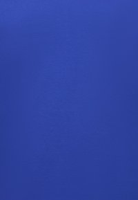 Helderblauwe stof, gladde textuur, uniforme kleur, platgestrekt, geen patronen of hardware zichtbaar. Eenvormig oppervlak met een lichte glans.
