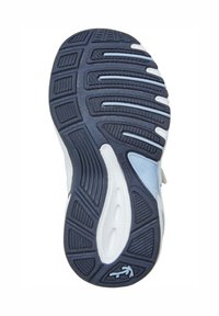 Jooksujalatsi tald, millel on sinise, valge ja musta värvi kummist mustriga sooned, mis on loodud haarduvuseks ja paindlikkuseks.