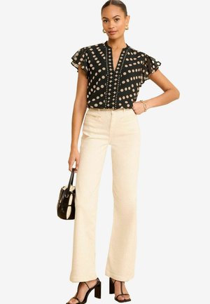 V NECK SLEEVE-REGULAR FIT - Blůza - black polka dot