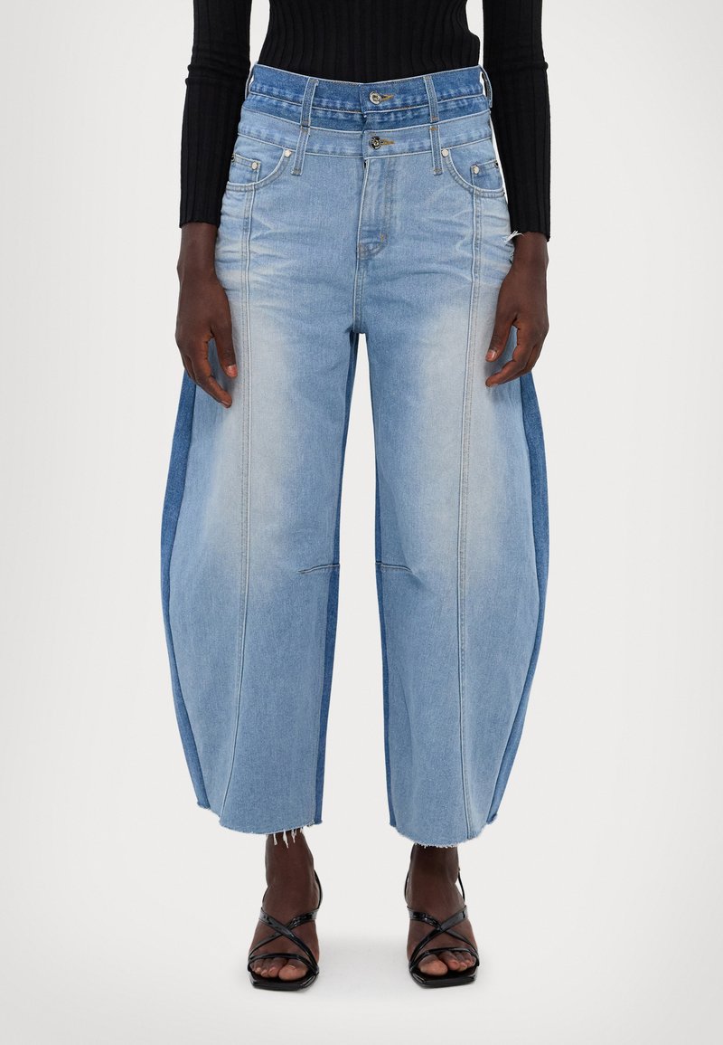 ROKH BALLOON SHAPED LAYERED DENIM  - Wide Leg - lightblue