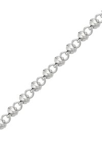 Bracciale in argento con maglie rotonde lisce alternate a maglie ovali torciglione, finitura lucida, mostrato diagonalmente su sfondo bianco.