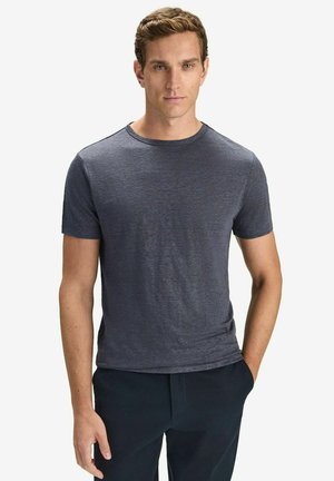 Mörkgrå kortärmad t-shirt gjord av ett lättviktigt material, med rund halsringning och avslappnad passform, med en slät textur.