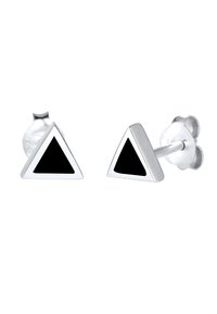 Silver triangelformade studs med svart emaljfyllning. Designen har en polerad silverkant och en klassisk postbak.