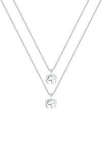 Silverhalsband med två kedjor, prytt med små elefantberlocker. Designen är fin och har en slät yta med polerad finish.