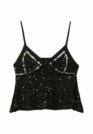 Stradivarius EMBROIDERED STRAPPY - Débardeur - black