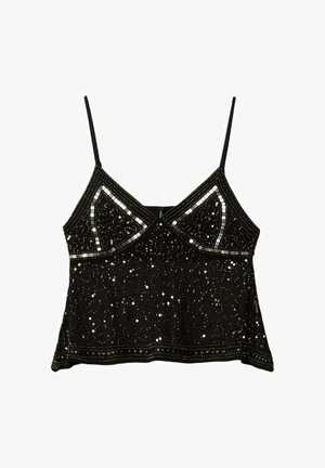 Stradivarius EMBROIDERED STRAPPY - Top - black