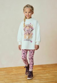 Next SET - Leggings - Byxor - ecru pink sequin