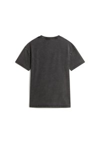 Dark gray short-sleeve t-shirt with a relaxed fit, made of cotton, featuring a crew neck and subtle texture. No visible logos or designs.
