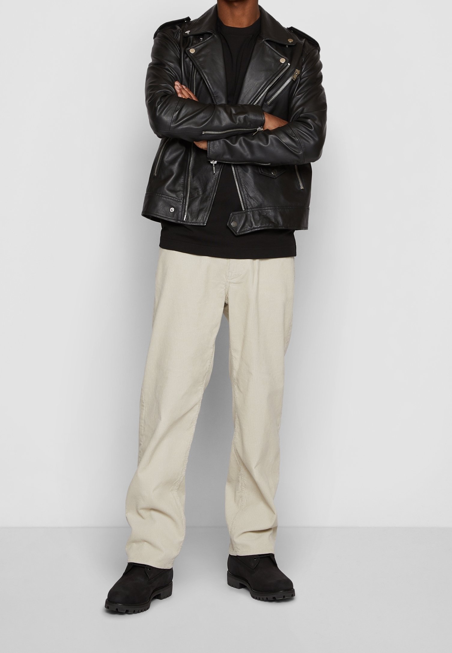 Deadwood Leather jacket - black - (Pre-owned) - Zalando