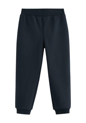 Czarne spodnie dresowe do kostek z elastyczną talią i ściągaczami, przeznaczone do noszenia na co dzień lub podczas aktywności sportowej.