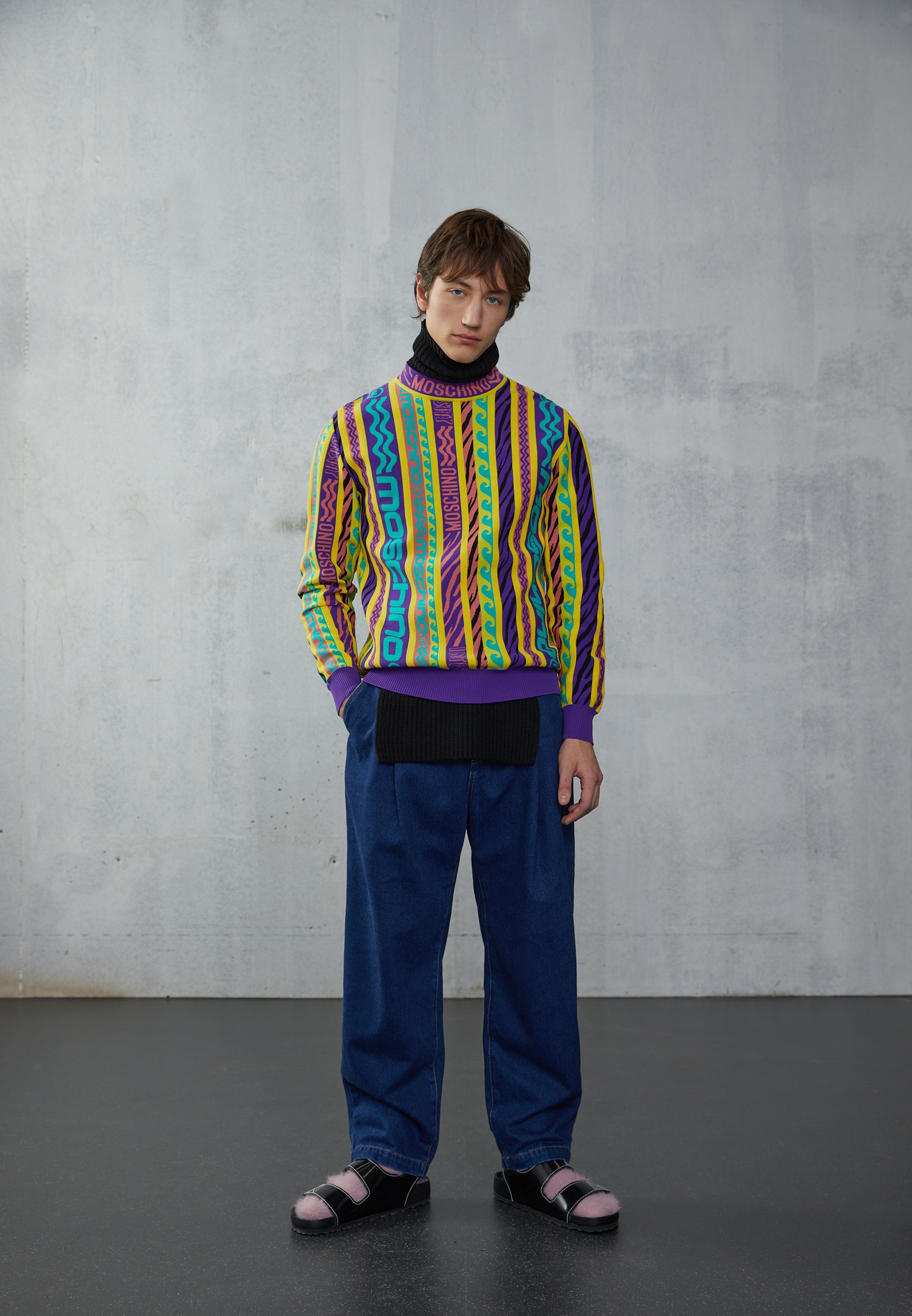 yellow moschino jumper