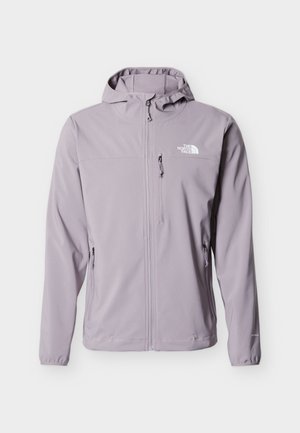 Lyse lilla fuld-lynlåset hættetrøje med tre lynlåslommer og The North Face-logo på brystet.