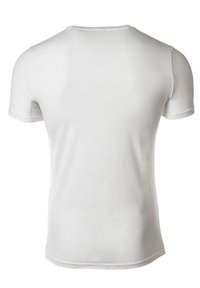 Hvid kortærmet t-shirt lavet af blødt, glat stof. Slim fit med rund halsudskæring og ingen synlige logoer eller mønstre.