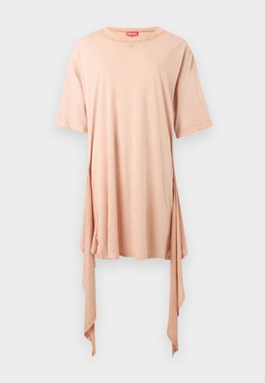 Φαρδιά ροζ μπλούζα με κοντά μανίκια, με εκτεταμένα υφασμάτινα πάνελ που κρέμονται από κάθε πλευρά κάτω από τη μέση.