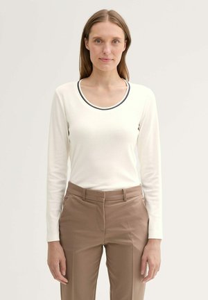 TOM TAILOR RUNDHALSAUSSCHNITT - Long sleeved top - whisper white