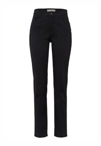 Zwarte jeans met een slim fit, gemaakt van een katoenmix. Voorzien van een klassieke vijf-pocketontwerp en een knoopsluiting bij de taille.
