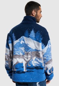 Karl Kani METAL SIGNATURE WOLF TEDDY TROYER - Felpa in pile - navy grey white