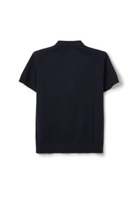 Korte mouwen polo shirt in marineblauw, gemaakt van zachte stof. Heeft een klassieke kraag en een geribbelde zoom zonder zichtbare patronen of accenten.