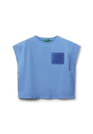 WITH MACRAMÉ PATCH - Print T-shirt - blue