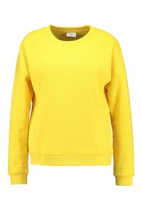 Felpa gialla con maniche lunghe, collo rotondo, vestibilità rilassata e polsini a costine. Realizzata in materiale morbido con una texture liscia.