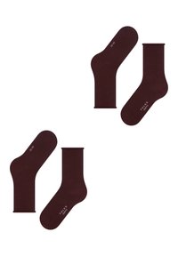 Bordowe skarpetki crew wykonane z miękkiego materiału, charakteryzujące się jednolitym kolorem, wzmocnionymi piętami oraz logo nadrukowanym w okolicy kostki.