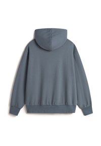 Hoody in zacht, middelgrijs fabric. Kenmerkt zich door een relaxte pasvorm, ribgebreide manchetten en een tailleband. Glad textuur zonder zichtbare patronen.
