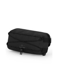 Czarny plecak o eleganckim designie, wykonany z trwałego materiału, z elastycznym sznurkiem z przodu oraz regulowanymi szelkami zapewniającymi bezpieczne noszenie.