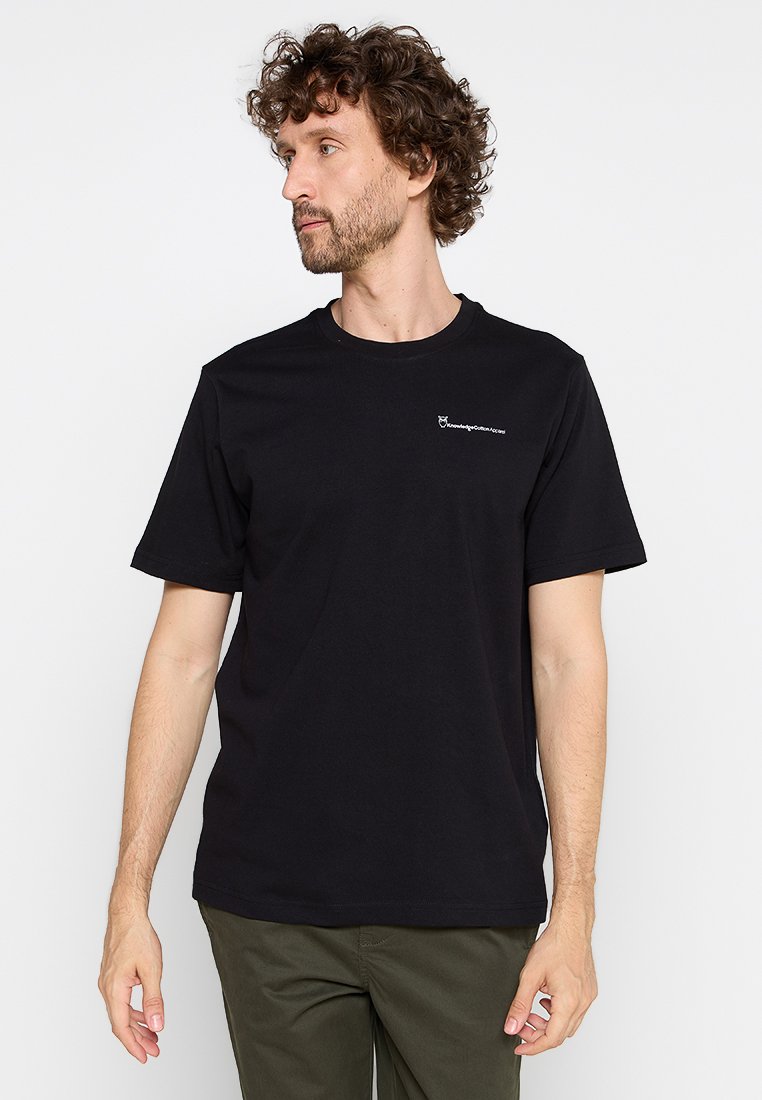 KnowledgeCotton Apparel T-shirt print zwart