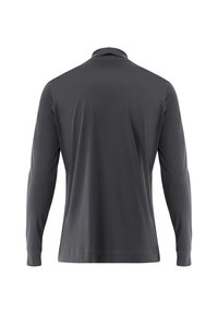 Langarm-Poloshirt in Anthrazitgrau. Hergestellt aus glattem Stoff mit einem subtilen Glanz. Verfügt über einen Kragen und Bündchen mit sauberer Naht.