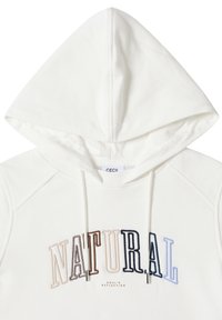 Felpa bianca con cappuccio caratterizzata dalla scritta "NATURAL" in ricamo multicolore. Tessuto morbido con vestibilità classica e cappuccio regolabile con lacci.