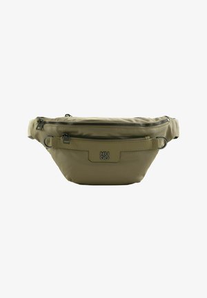 Khaki Bauchtasche aus glattem Nylon. Verfügt über zwei Reißverschlusstaschen und ein Logo-Detail. Anpassbarer Gurt für vielseitiges Tragen.