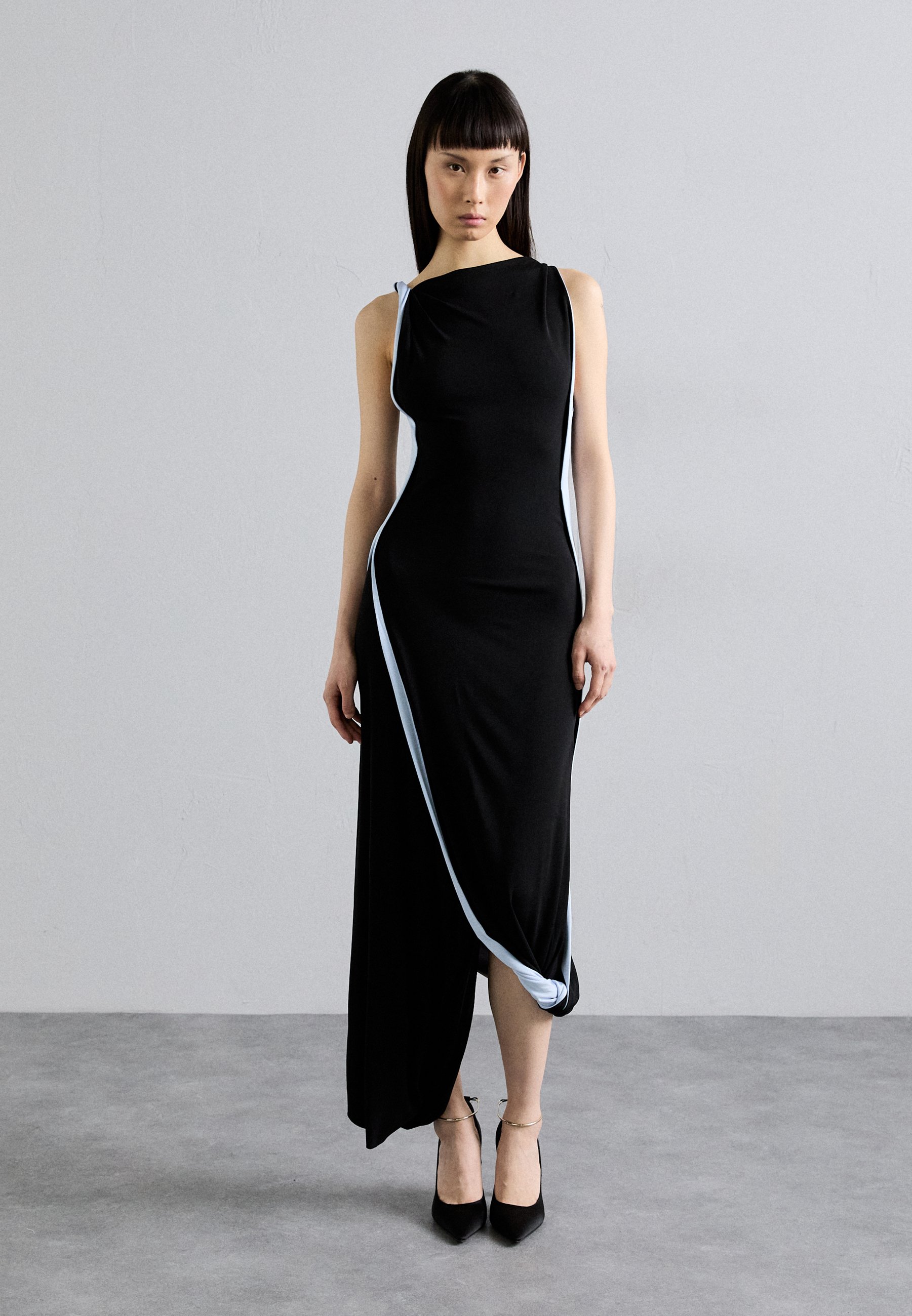 Victoria Beckham DOUBLE LAYER DRESS - Jersey dress - black/iceberg/black -  Zalando.co.uk