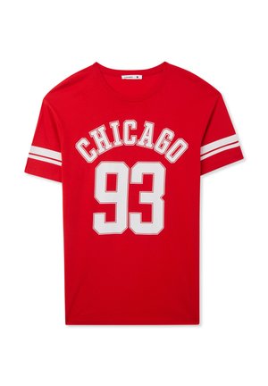 Terranova, WITH COLLEGE AND STRIPES - T-shirt con stampa - rosso