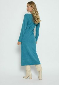 Desires ETAL LONG SLEEVE MIDI WRAP  - Svetríkové šaty - cystal teal melange