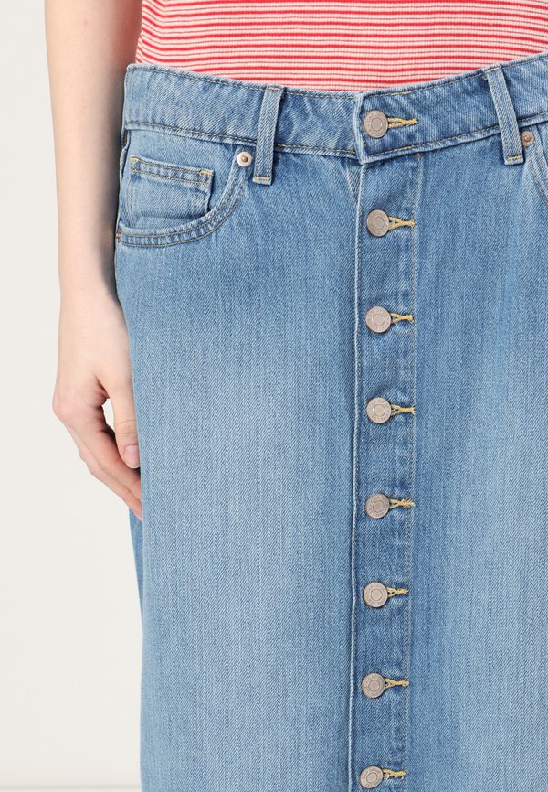 MIDI SKIRT - Denim shorts - medium indigo2