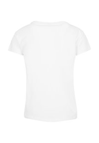 Hvid kortærmet T-shirt med rund halsudskæring. Glat tekstur og afslappet pasform. Ingen grafik eller mønstre synlige på bagsiden.