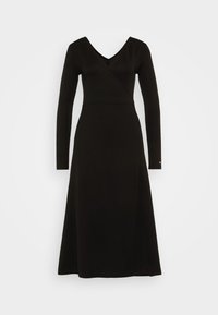 WRAP MIDI DRESS - Robe en jersey - black