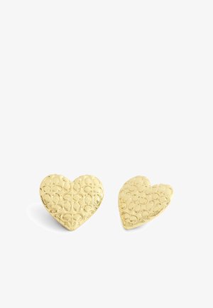 COACH, COACH SIGNATURE QUILTED HEART STATEMENT STUD EARRINGS - Σκουλαρίκια - gold-coloured