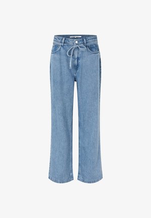 Lichtblauwe spijkerbroek met een ontspannen pasvorm, taille op middenhoogte en verstelbare trekkoord. Voorzien van de klassieke vijfzakkenstijl en rechte pijpen.