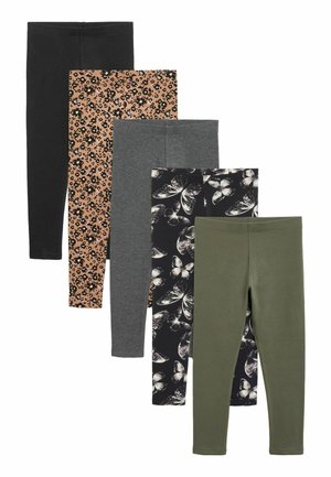 5 PACK - Leggings - Byxor - khaki green charcoal grey purple