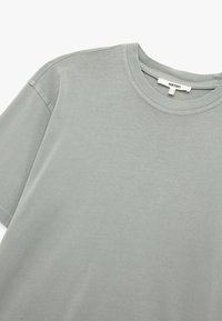 Lichtgrijs katoen t-shirt met een ronde hals en korte mouwen, met een gladde textuur en een minimalistisch ontwerp, met subtiele stiksels.