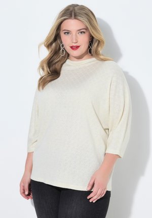 MIAMODA PULLOVER, RHOMBEN-STRUKTUR, GLITZEREFFEKT, STEHKRAGEN - Striktrøje - off white