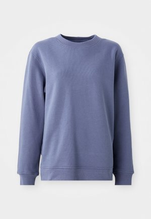 Lila Sweatshirt aus strukturiertem Stoff, mit Rundhalsausschnitt, langen Ärmeln und gerippten Bündchen. Einfaches Design ohne sichtbare Muster.